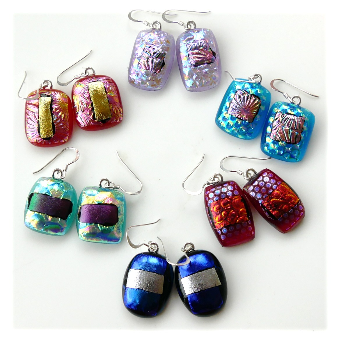 Dichroic Fused Glass Earrings Set 1 Colour Choice