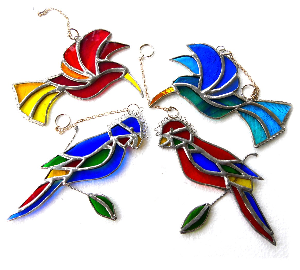 Hummingbird or parrot Stained Glass Suncatcher Sunbird Bird Handmade Colour Choice