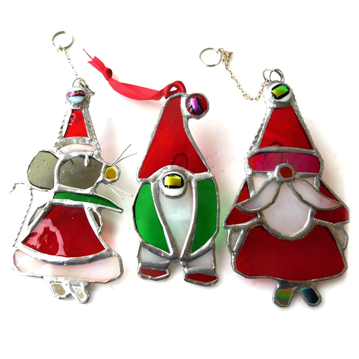 Father Christmas Gonk or MouseTree Stained Glass Xmas Decoration