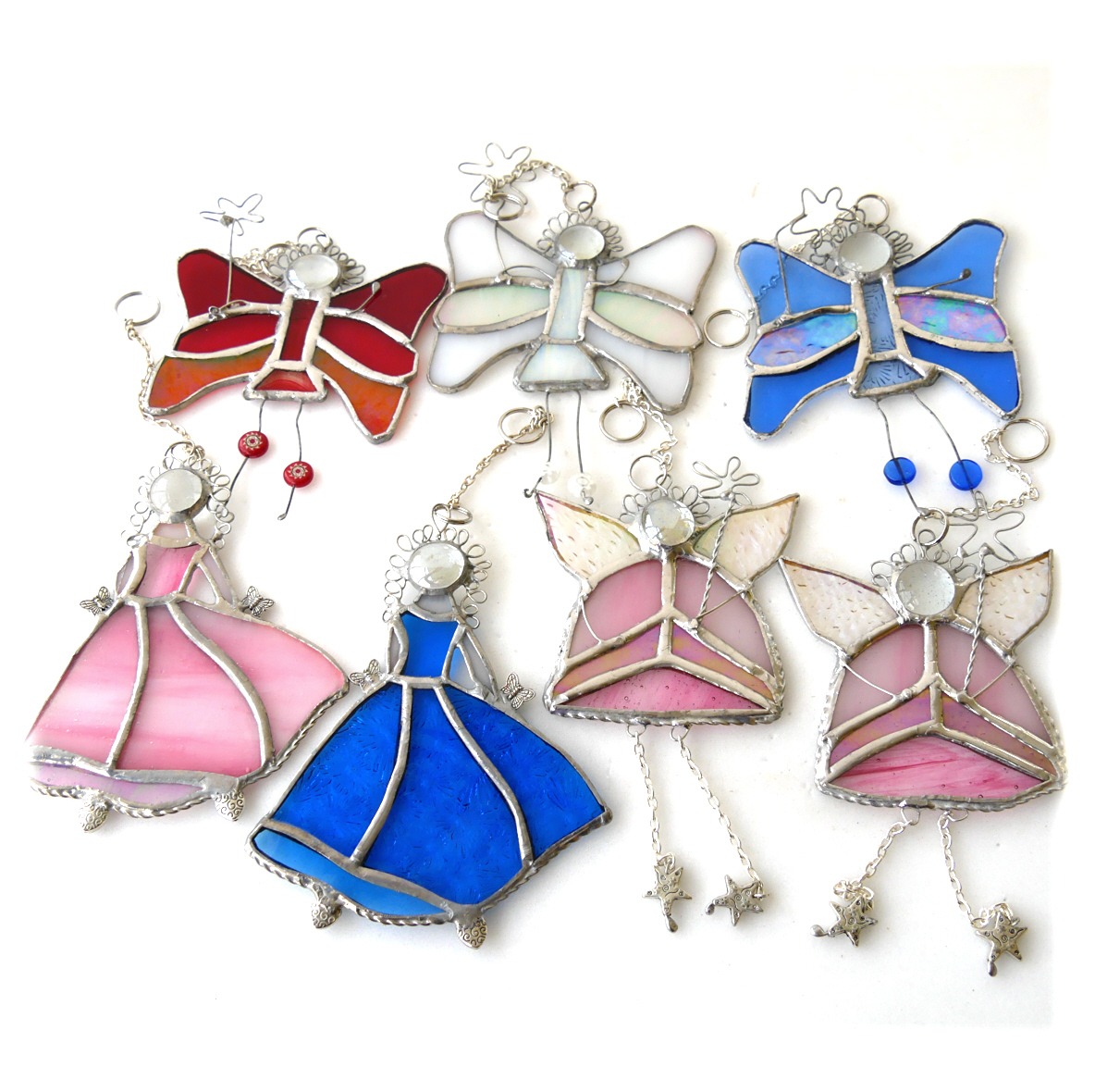 Fairy Godmother angel dancerSuncatcher Stained Glass Pink Decoration