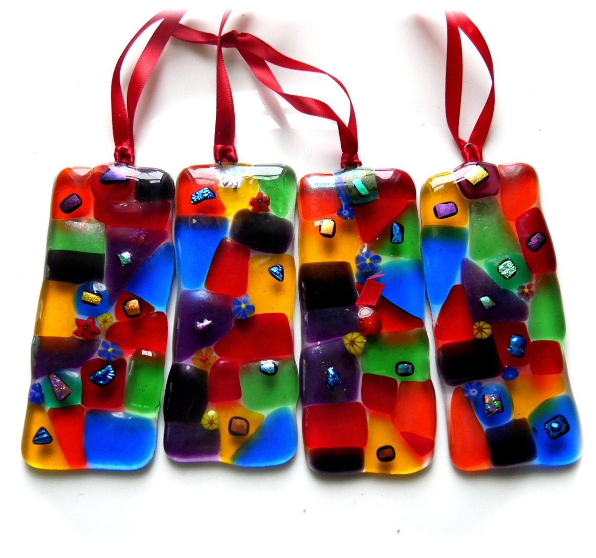 Fused Glass Decoration Rainbow Patchwork Christmas Lightcatcher