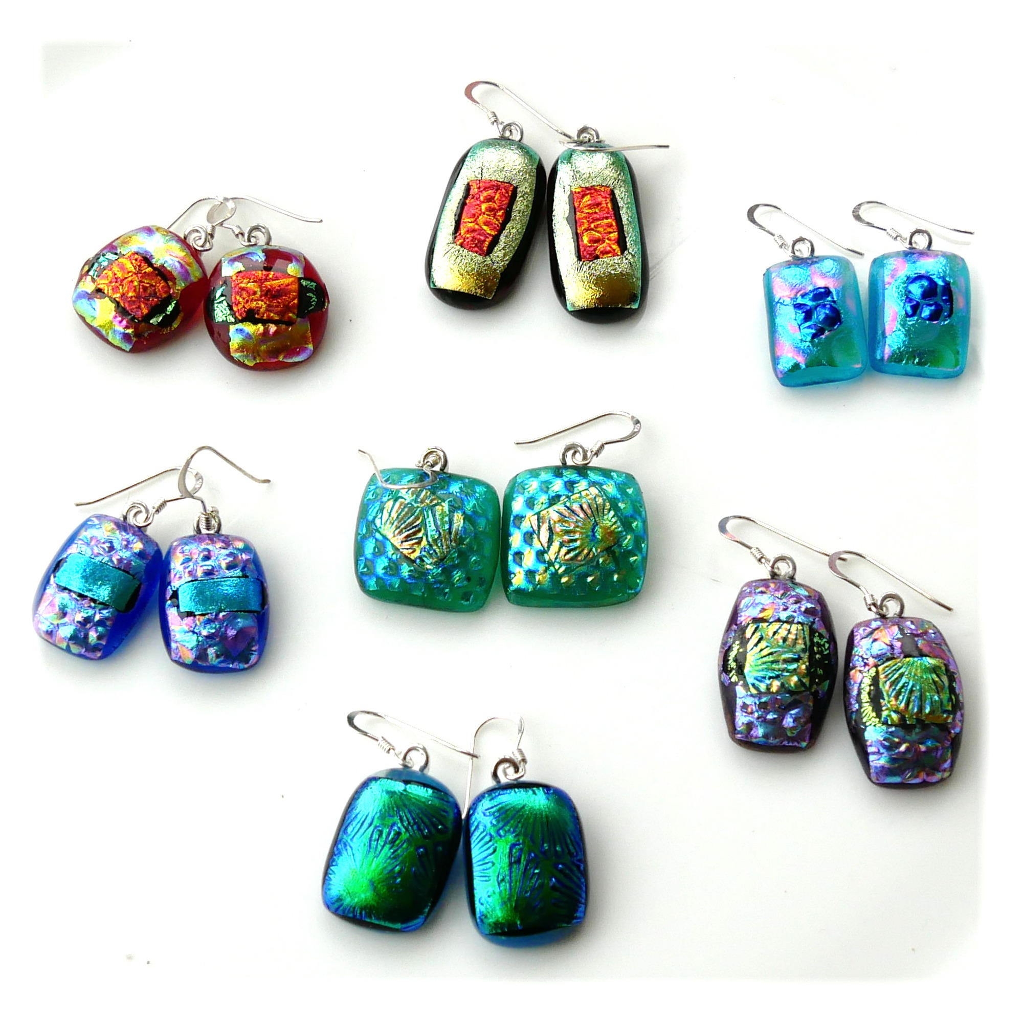 Dichroic Fused Glass Earrings Set 3 Colour Choice