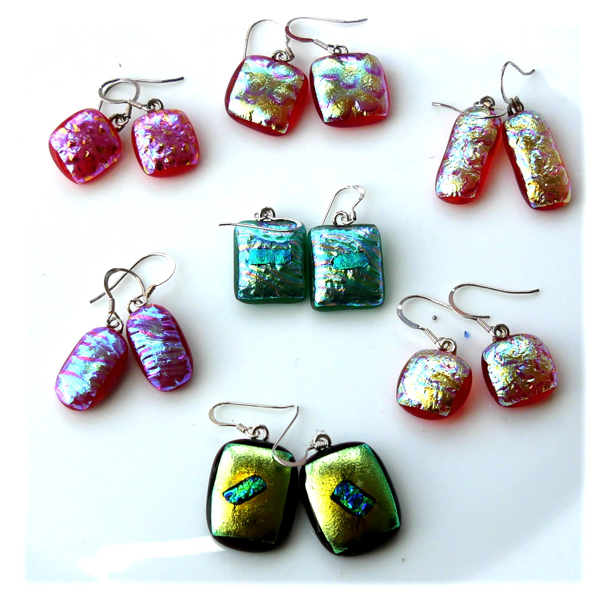 Dichroic Fused Glass Earrings Set 2 Colour Choice