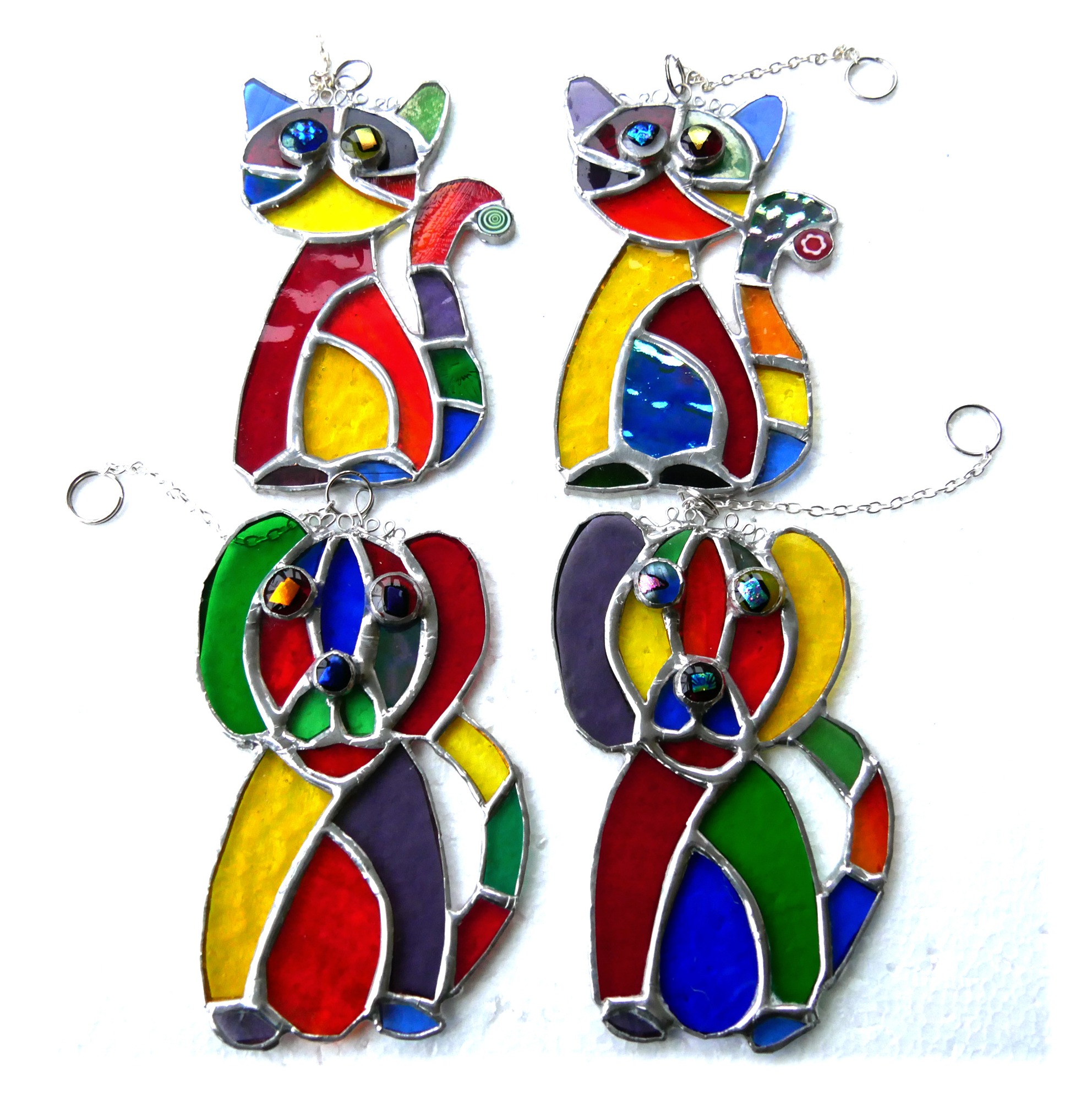  Cat or Dog Quirky Stained Glass Suncatcher