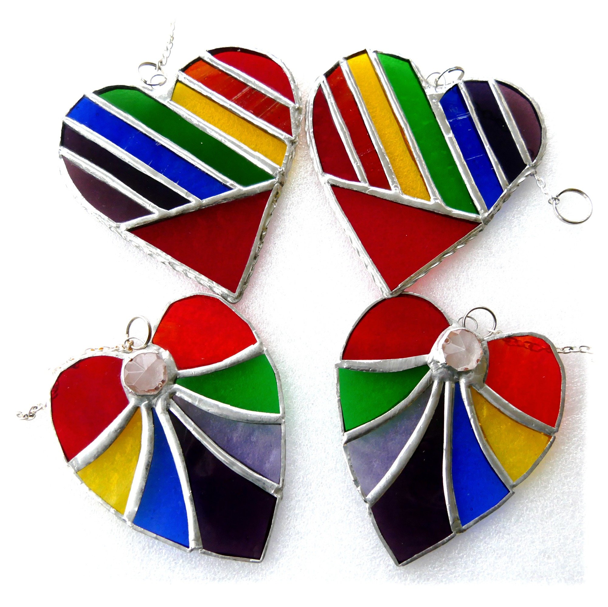 Rainbow Heart Stained Glass Suncatcher