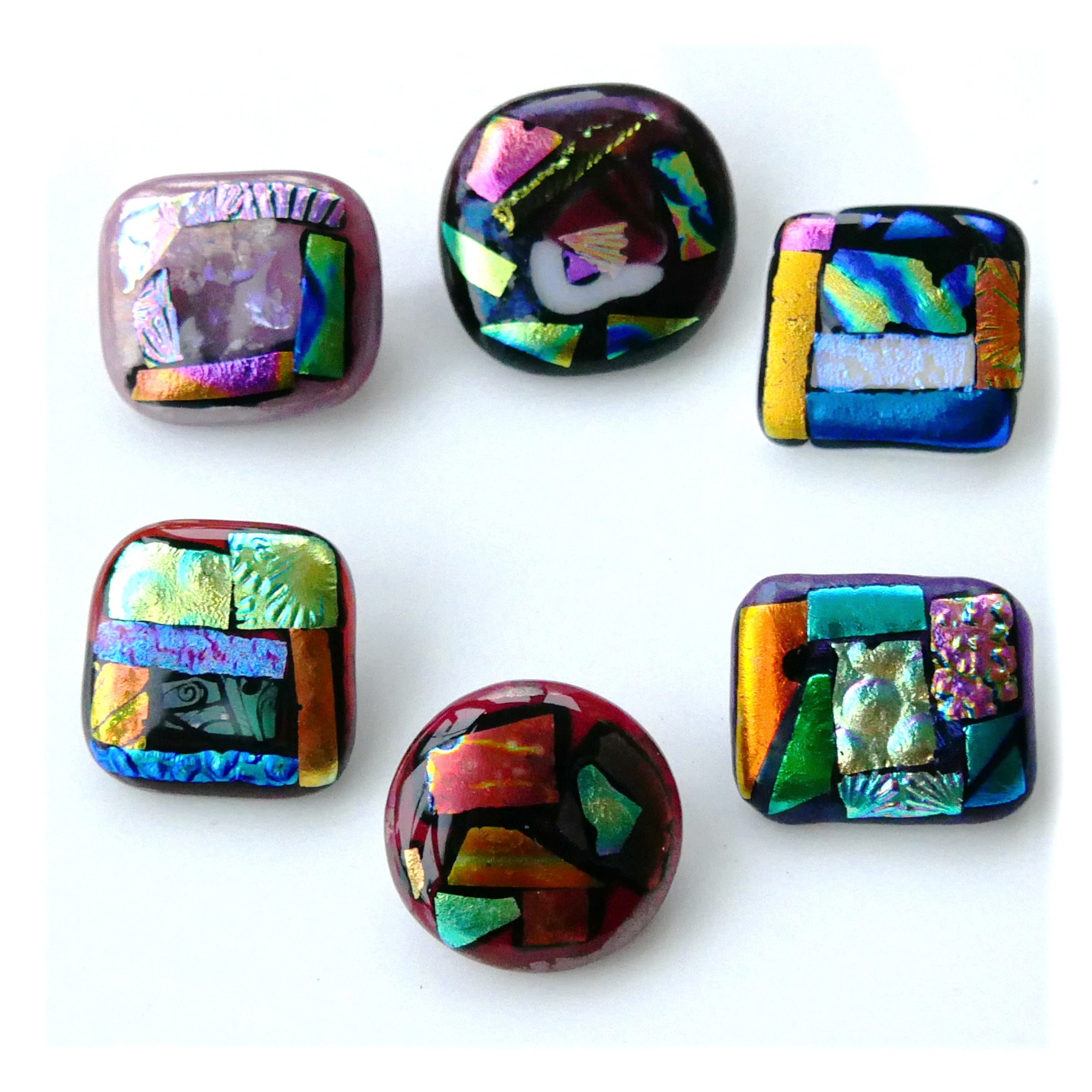 Patchwork Dichroic Fused Glass Brooch Set 1 Colour choice