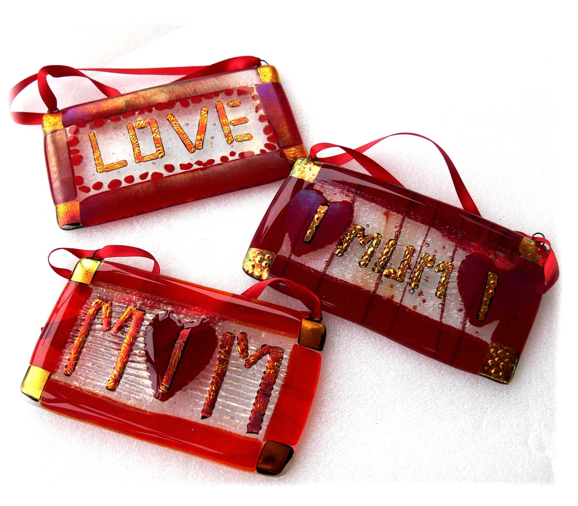 Fused Glass Love Mum Plaque Lightcatcher Choice of Design