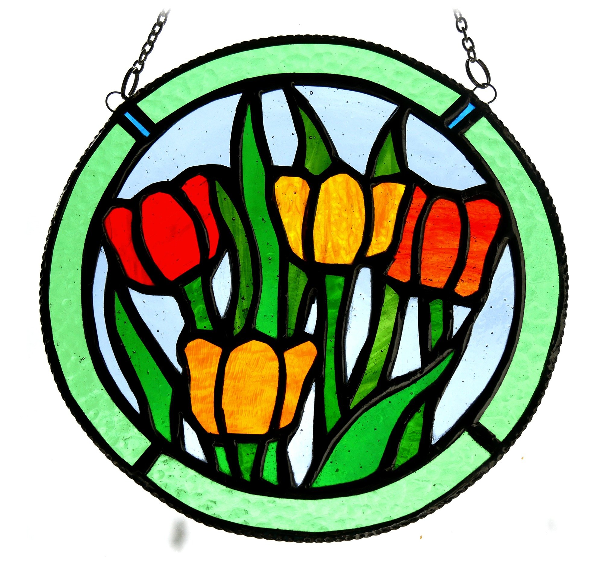 Tulip Ring Stained Glass Suncatcher Handmade Floral Art