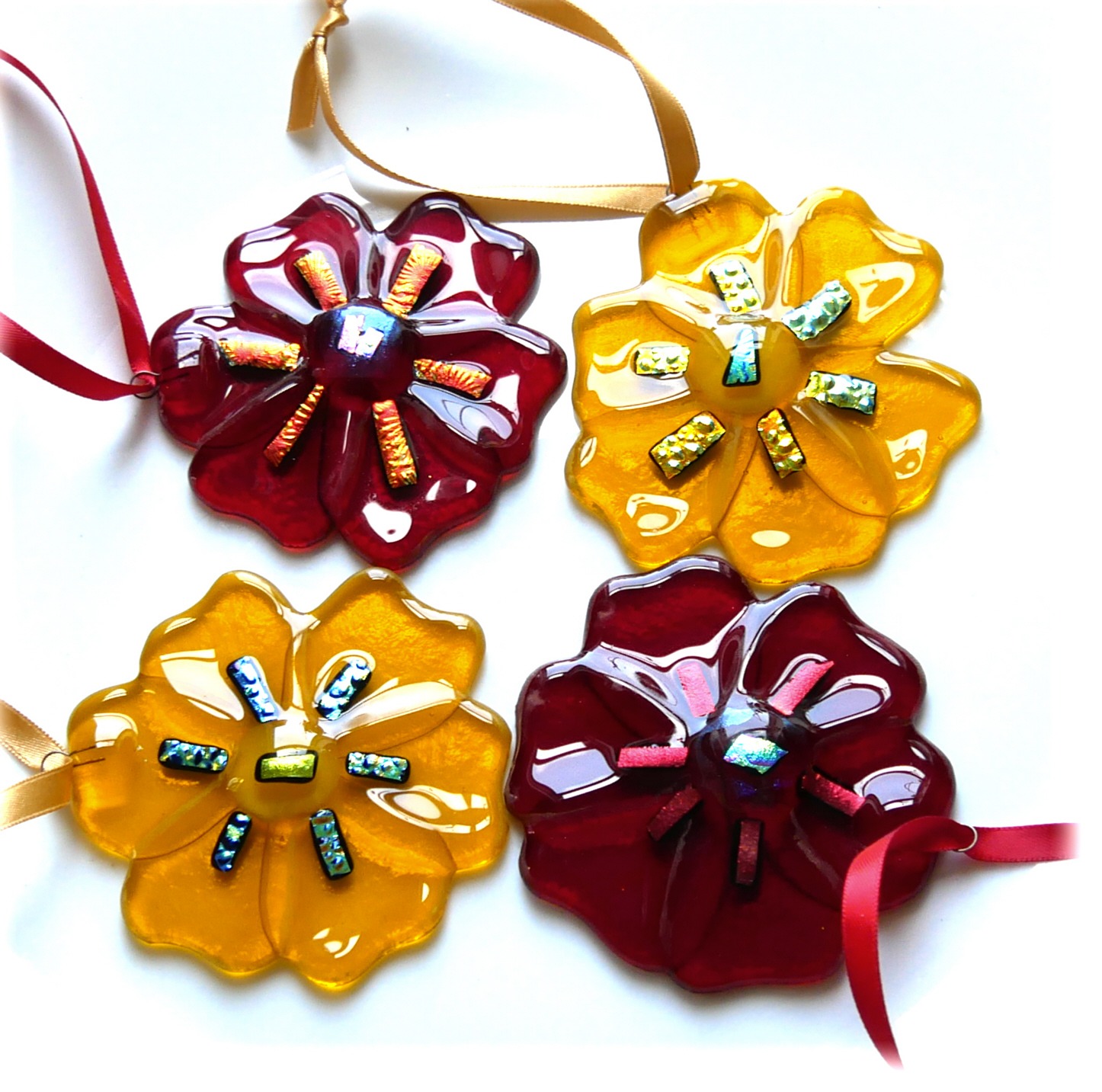 Poppy Lightcatcher Fused Glass Decoration red or yellow