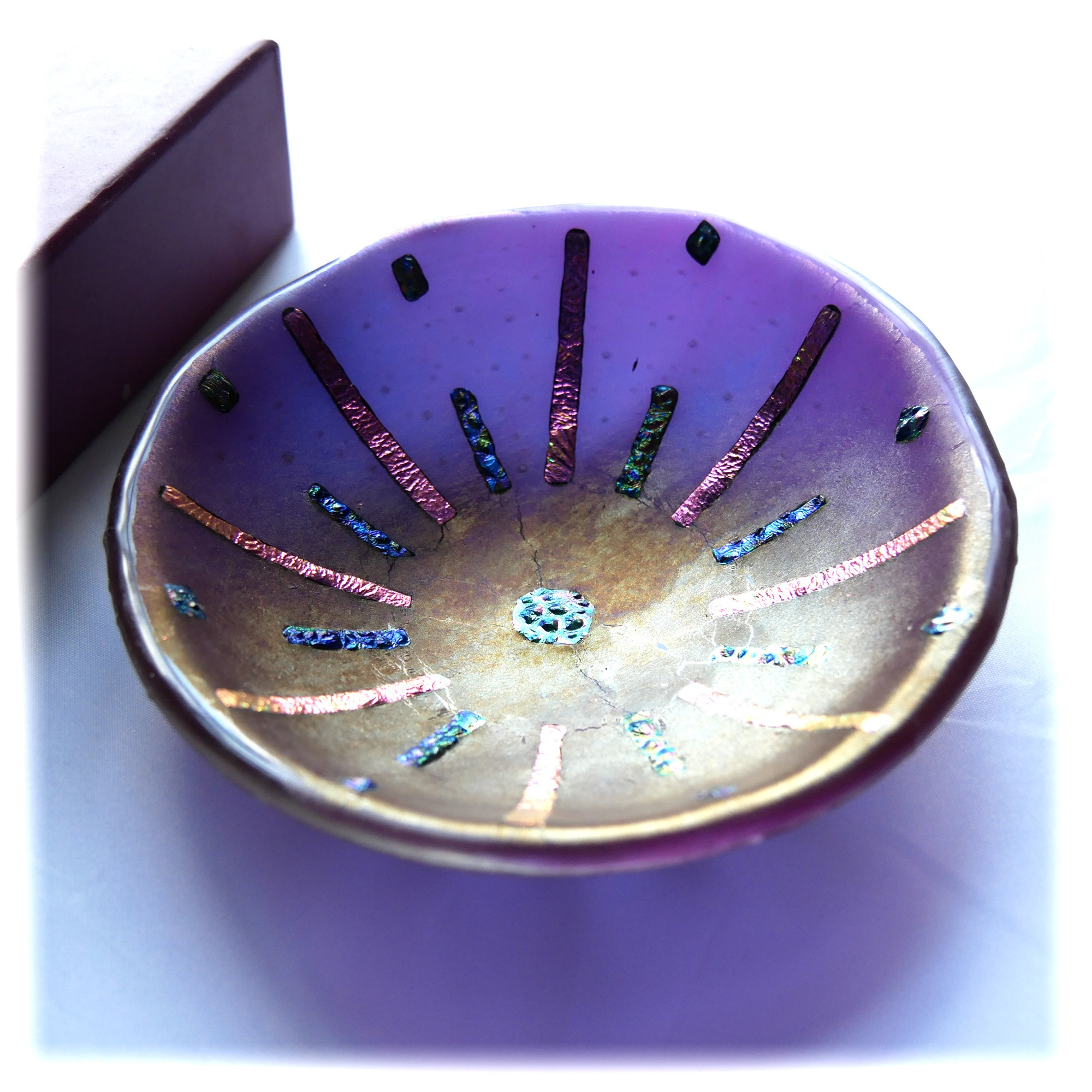 Dichroic Fused Glass Bowl Purple Handmade