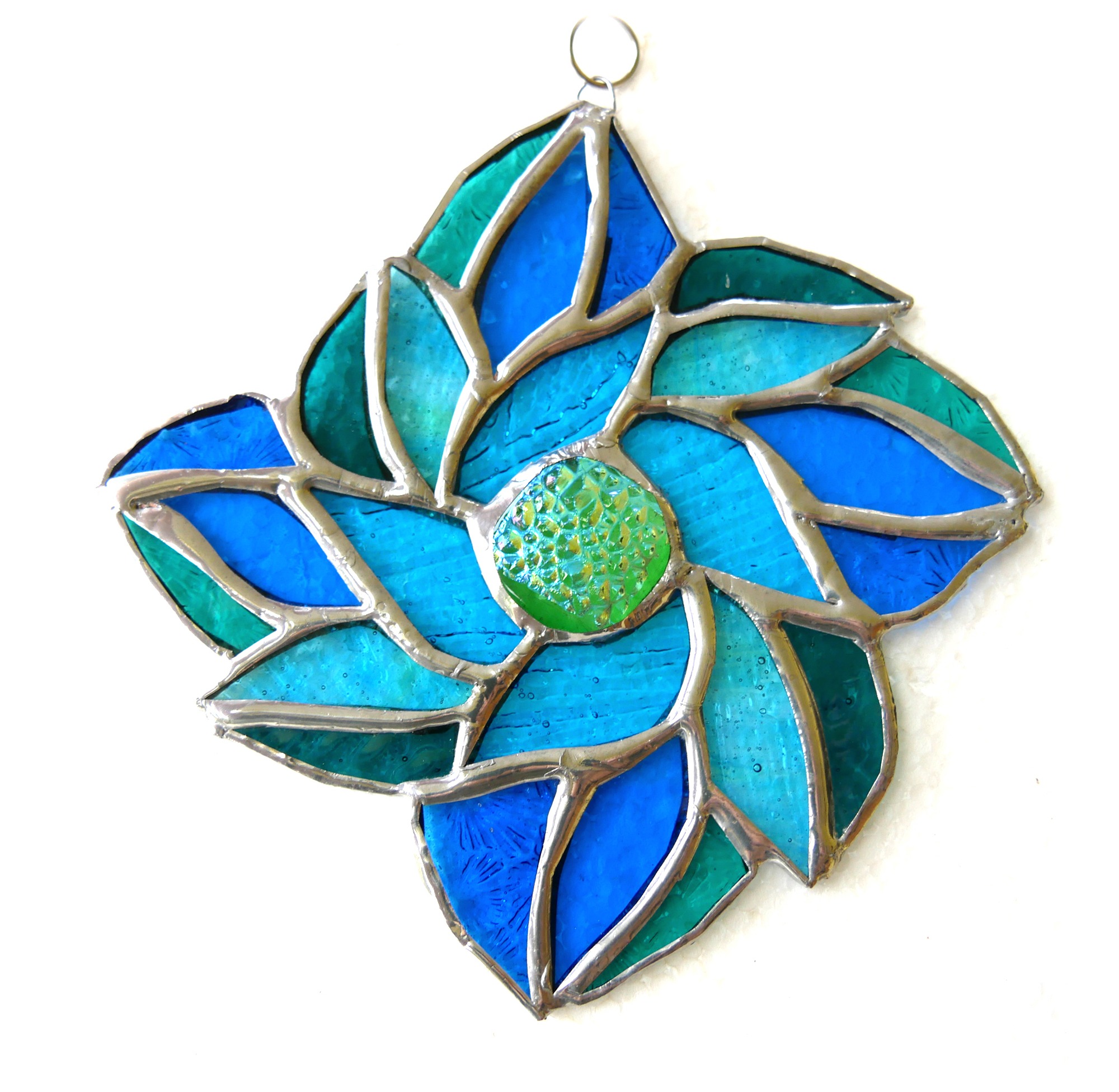 Azure Blossom Floral Stained Glass Suncatcher