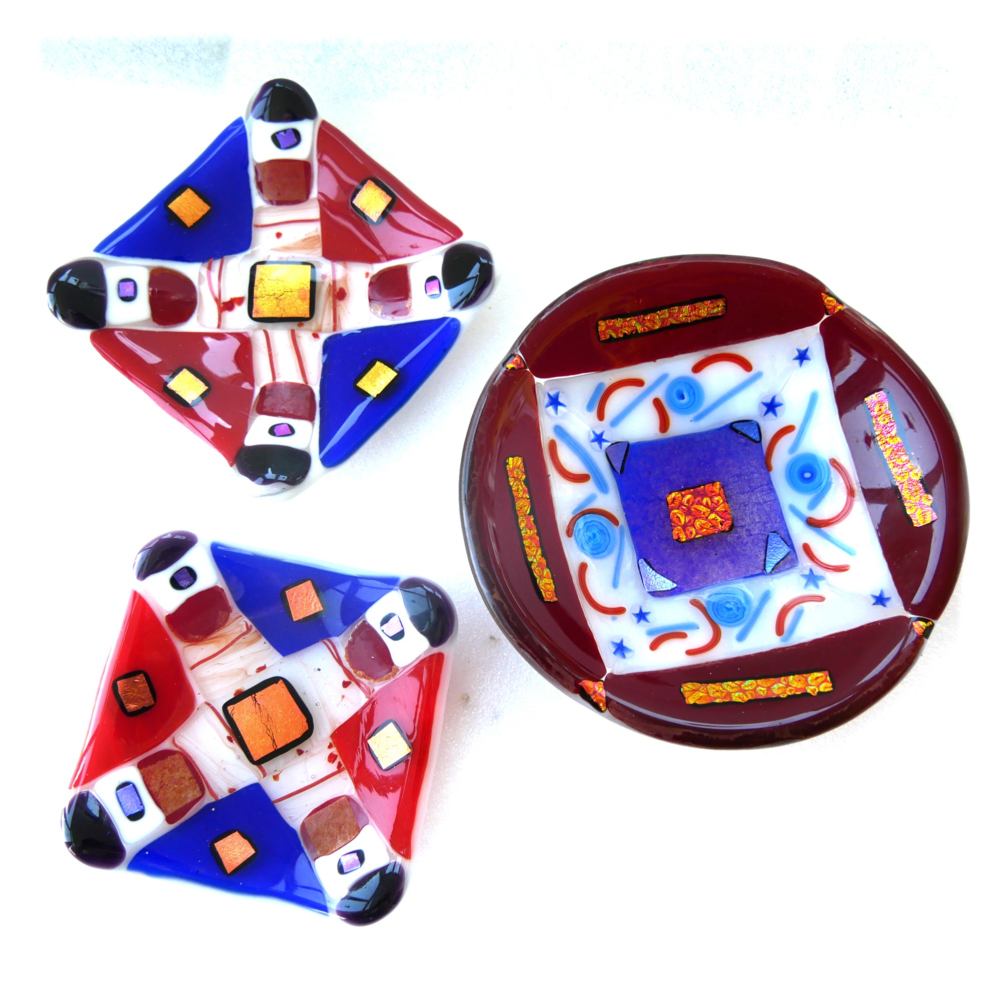 Patriotic Dichroic Fused Glass Bowl or Dish052