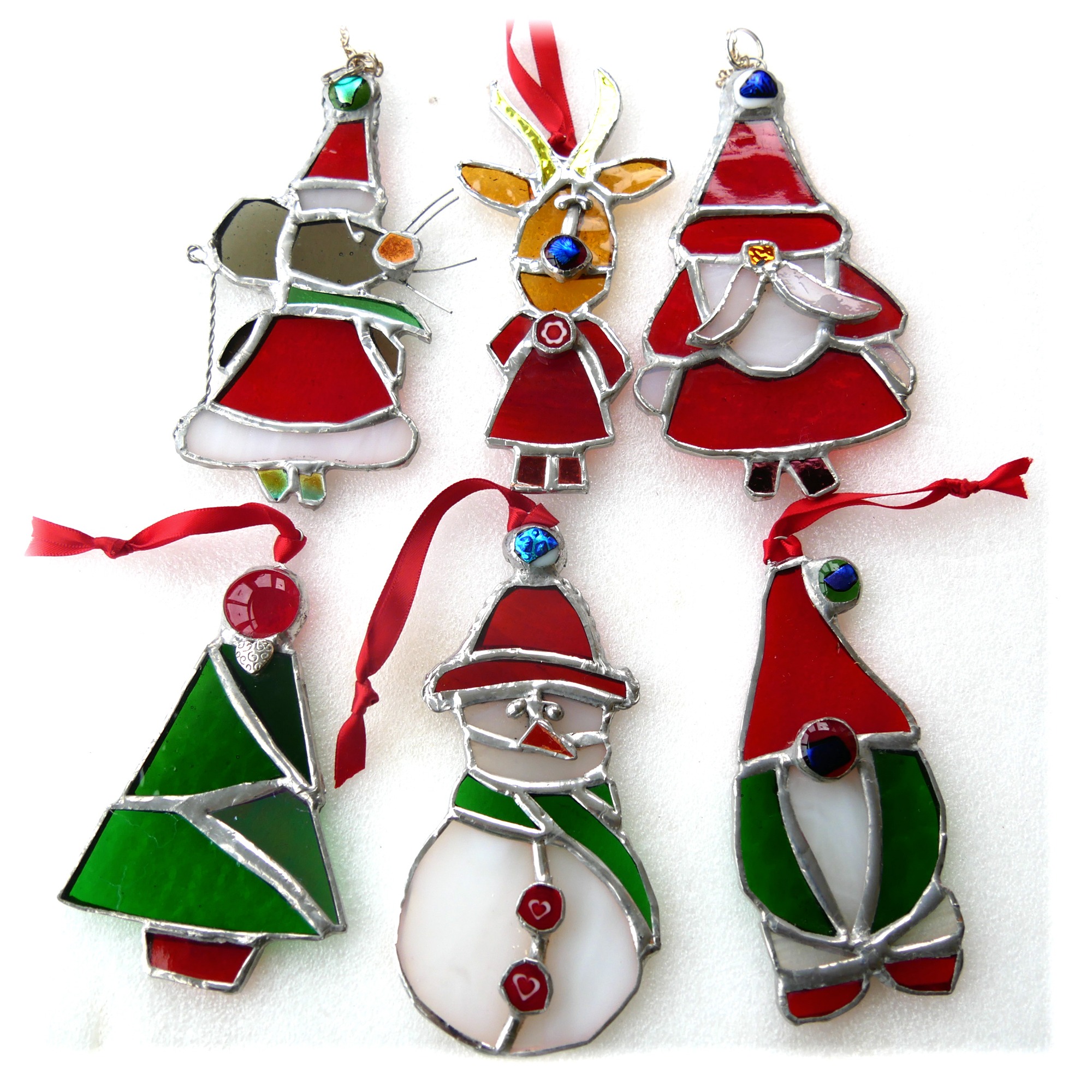 Santa Gonk Mouse Tree Snowman Reindeer Christmas Stained Glass Decoration Â£10-Â£16 according to design