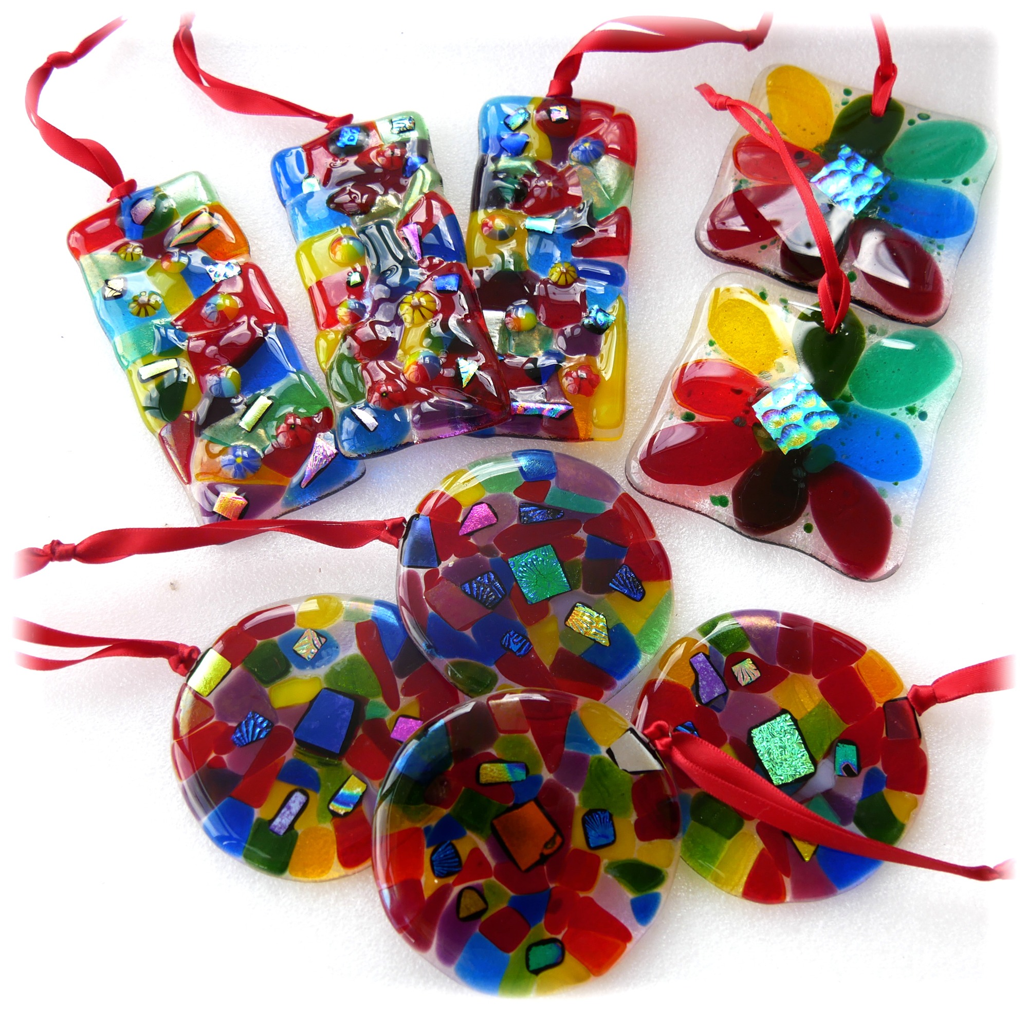 Fused Glass Decoration Rainbow Patchwork Christmas Lightcatcher