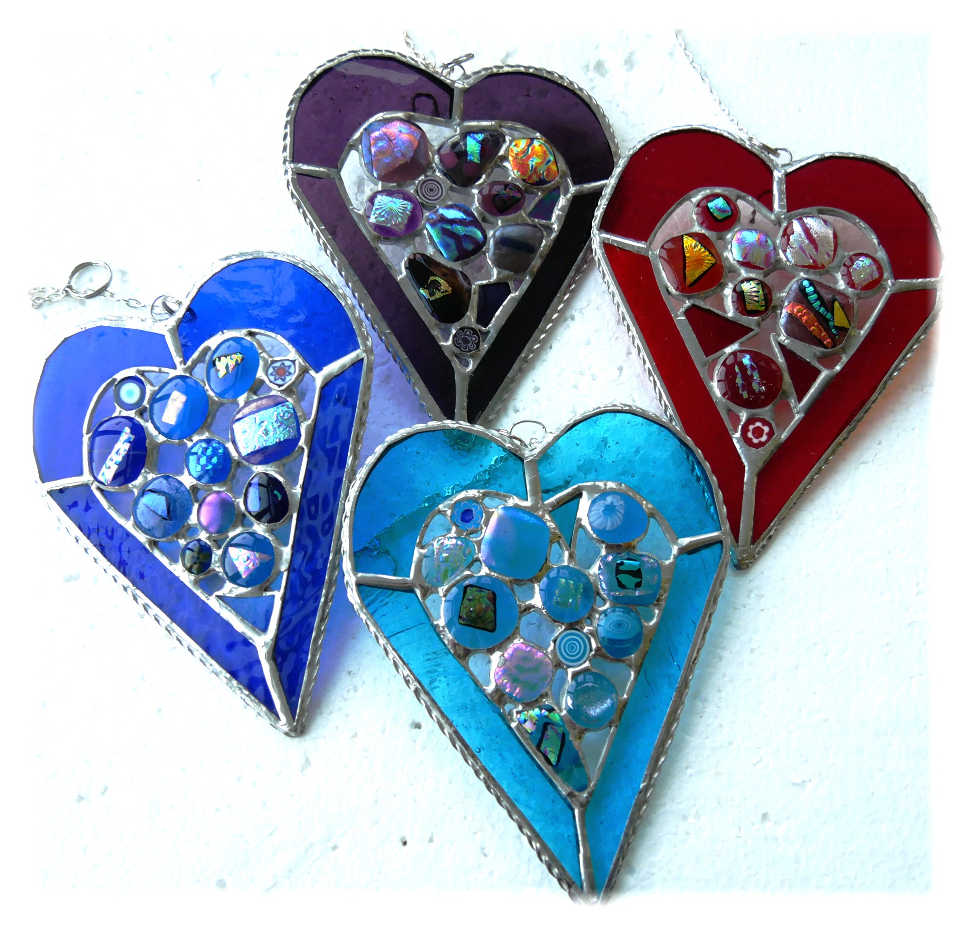 Abstract Heart Stained Glass Suncatcher Colour Choice Gift Handmade