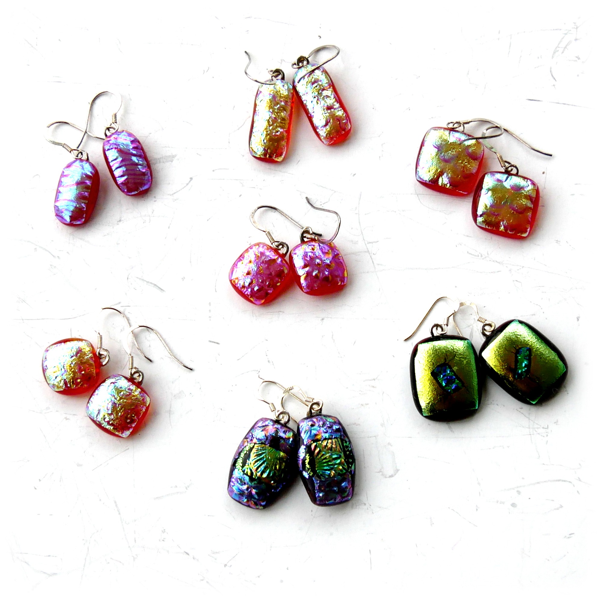 Dichroic Fused Glass Earrings Set 2 Colour Choice