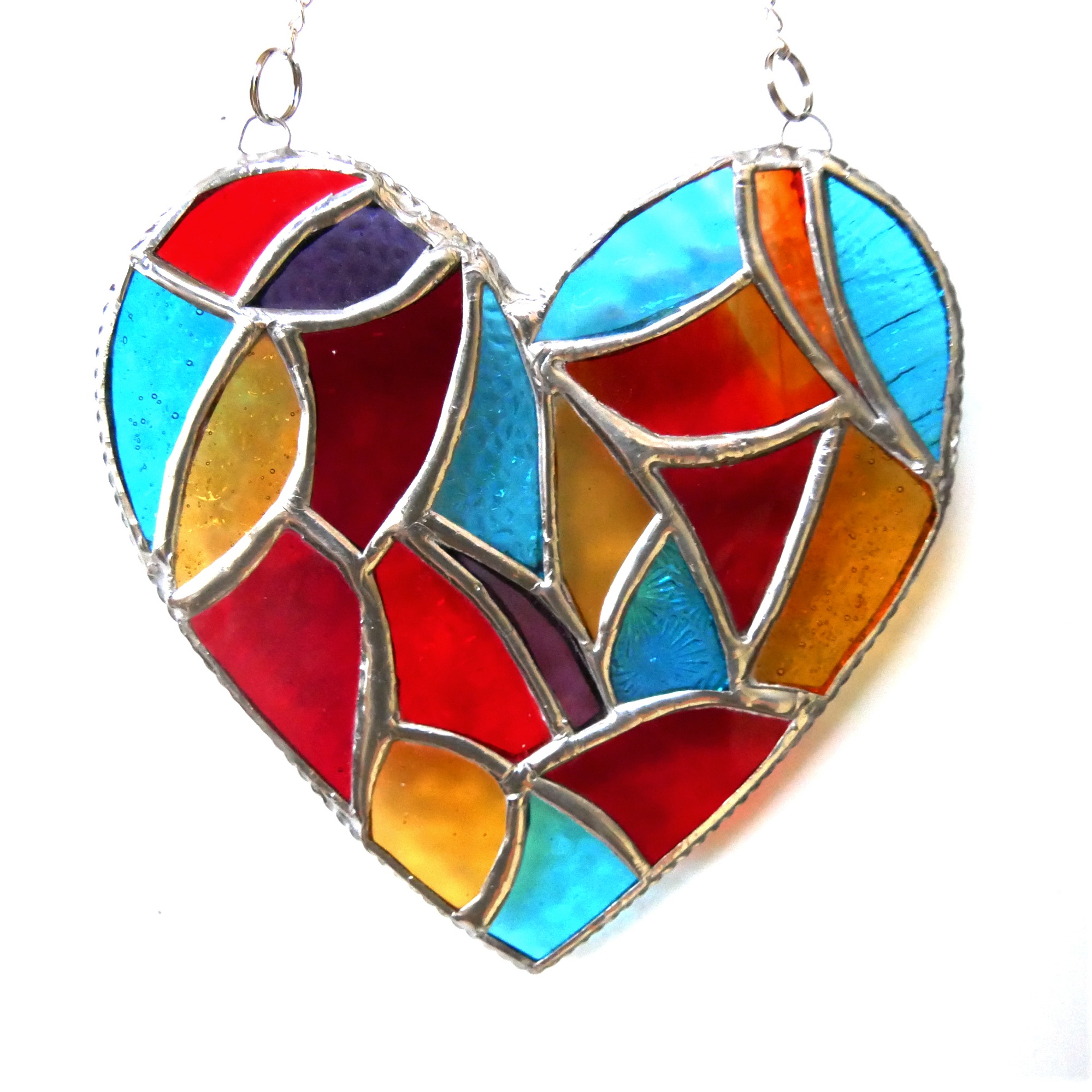 Seaside Sunset Heart Stained Glass Suncatcher Handmade Valentine Gift