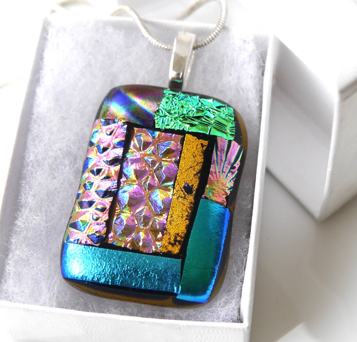 Patchwork Dichroic Pendant P014 Silver  #2402 FREE 12.50 (2).jpg