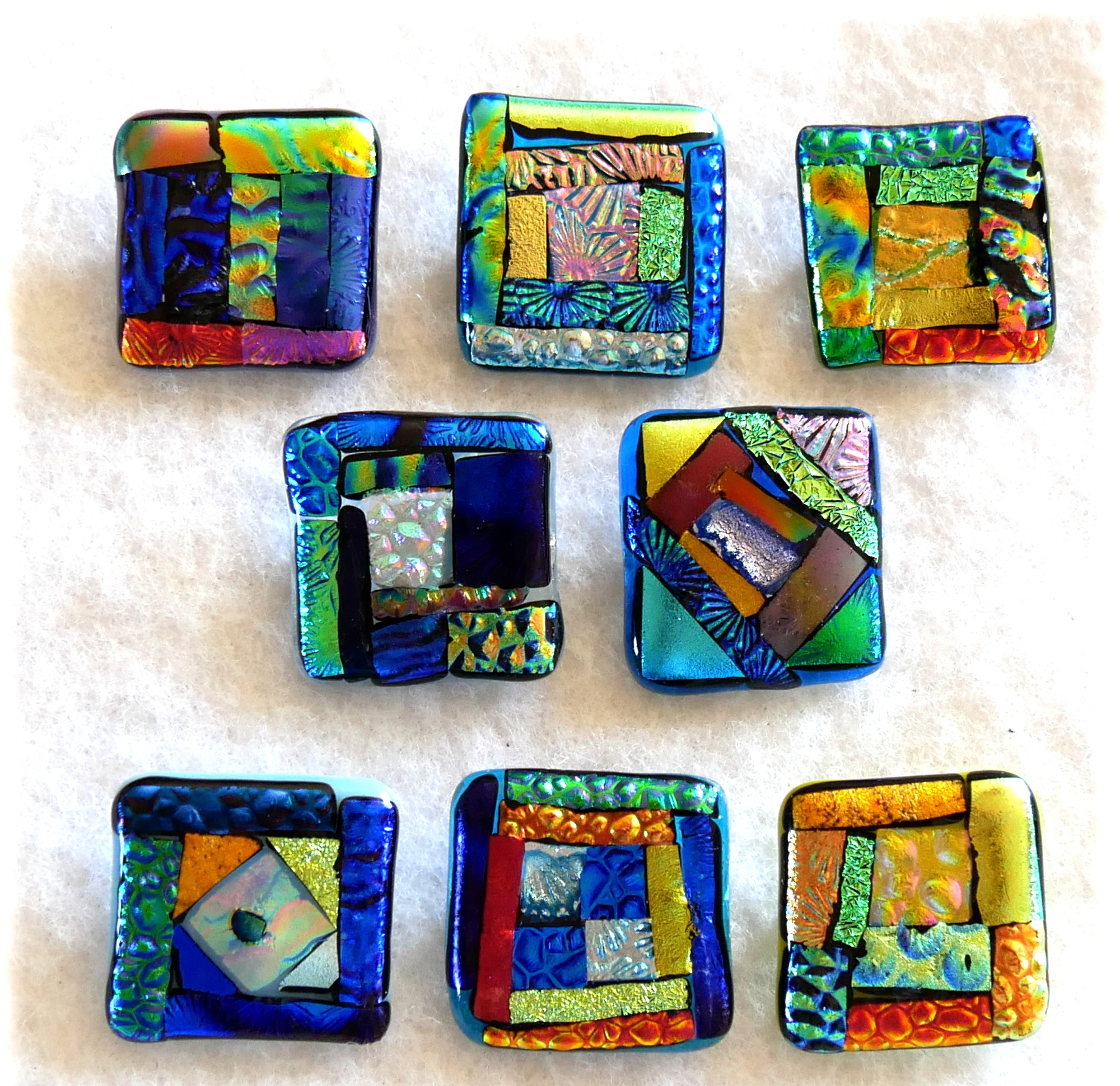          luxury dichroic patchwork fused glass brooch handmade         Dichroic Luxury Fused Glass Brooch Patchwork Set 4 Colour choice Handmade gift L009-L016
