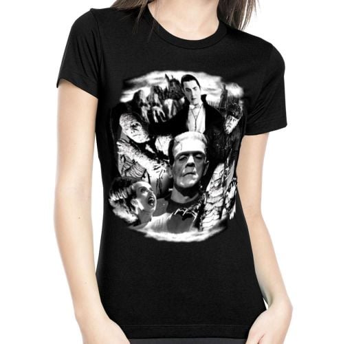 Rock Rebel Universal Monsters Collage Tshirt