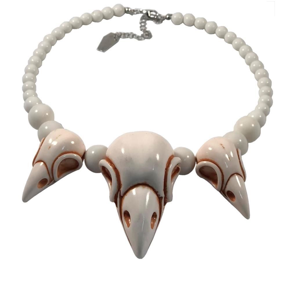 Kreepsville 666 Crow Skull Collection White Necklace