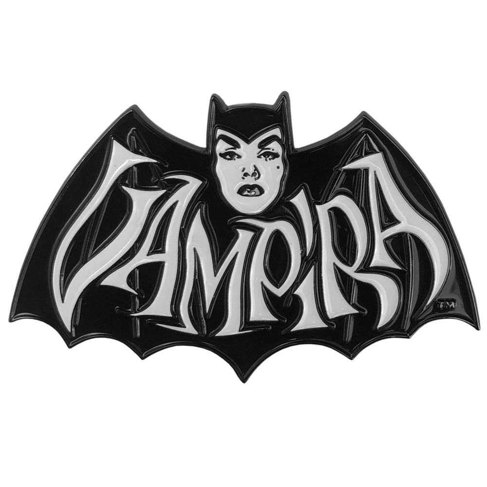 Vampira Retro Bat White Badge