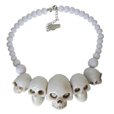Kreepsville 666 Skull Collection White Necklace