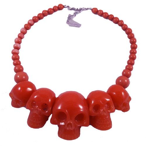 Kreepsville 666 Skull Collection Red Necklace