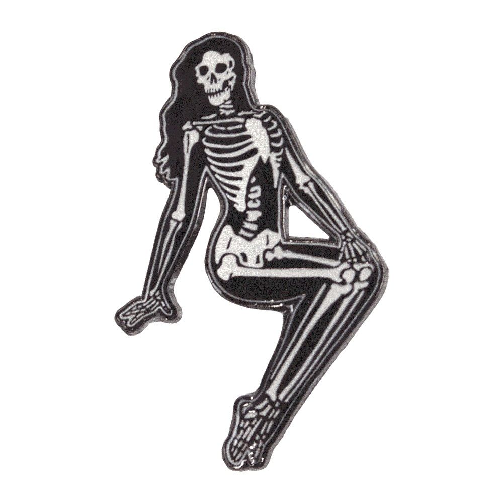 Skeleton Pin Up Girl Badge