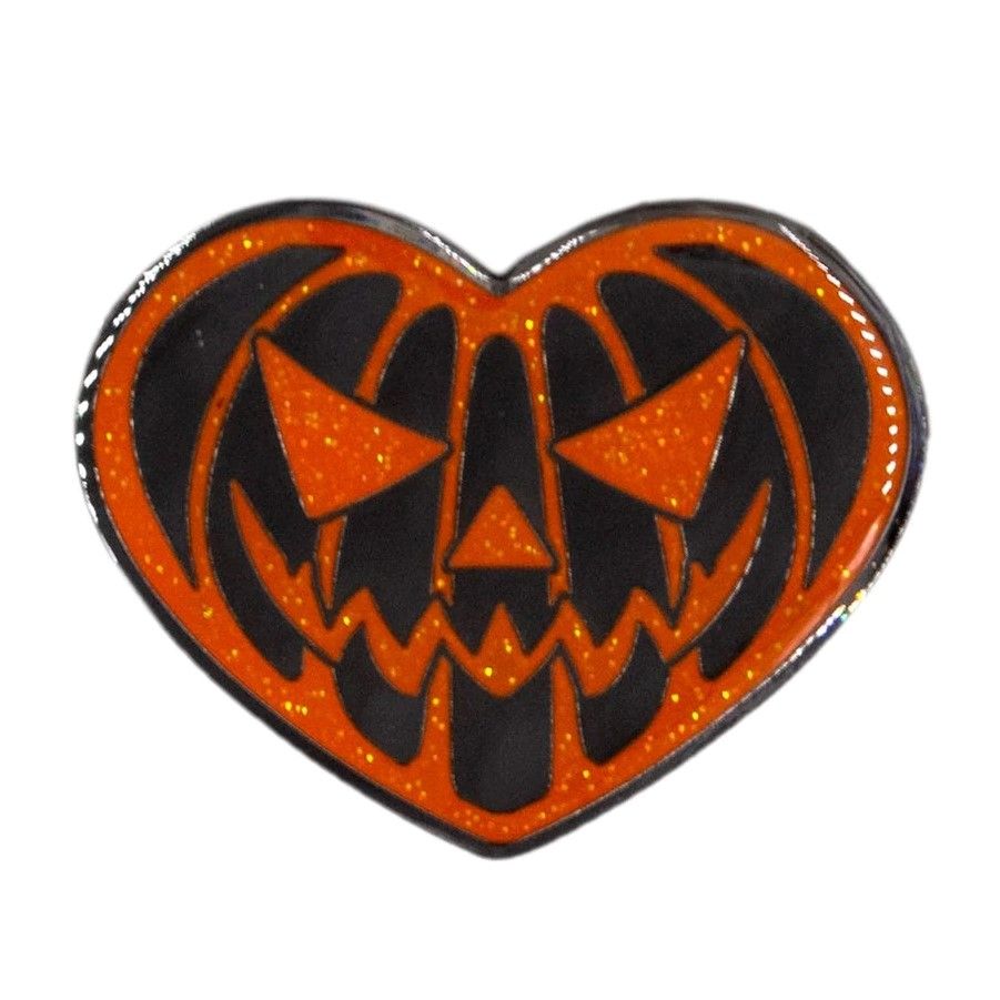 Kreepsville 666 Pumpkin Heart Glitter Badge