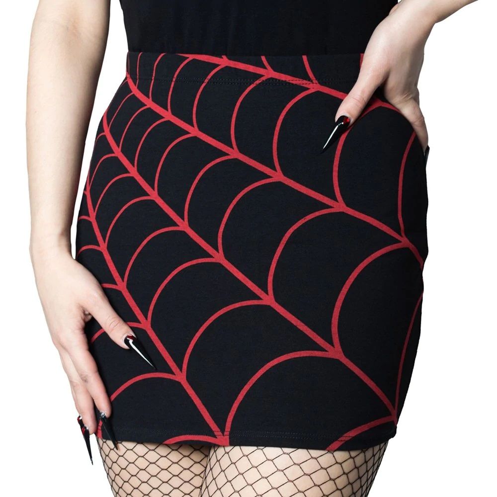 Kreepsville 666 Spider Web Red Mini Skirt