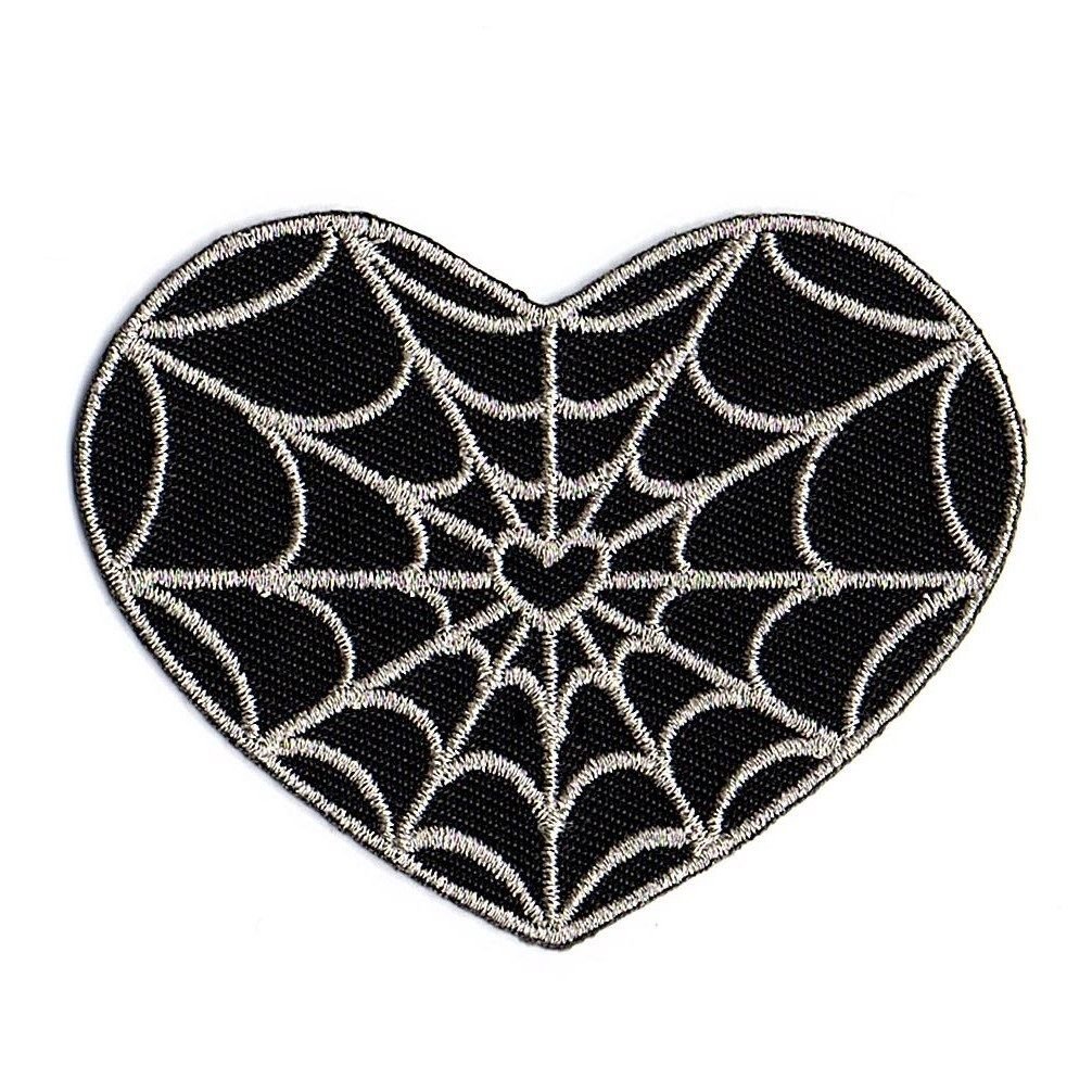 Kreepsville 666 Spiderweb Silver Heart Patch