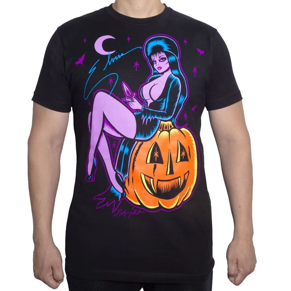Elvira Hellcat Pumpkin Pinup Tshirt