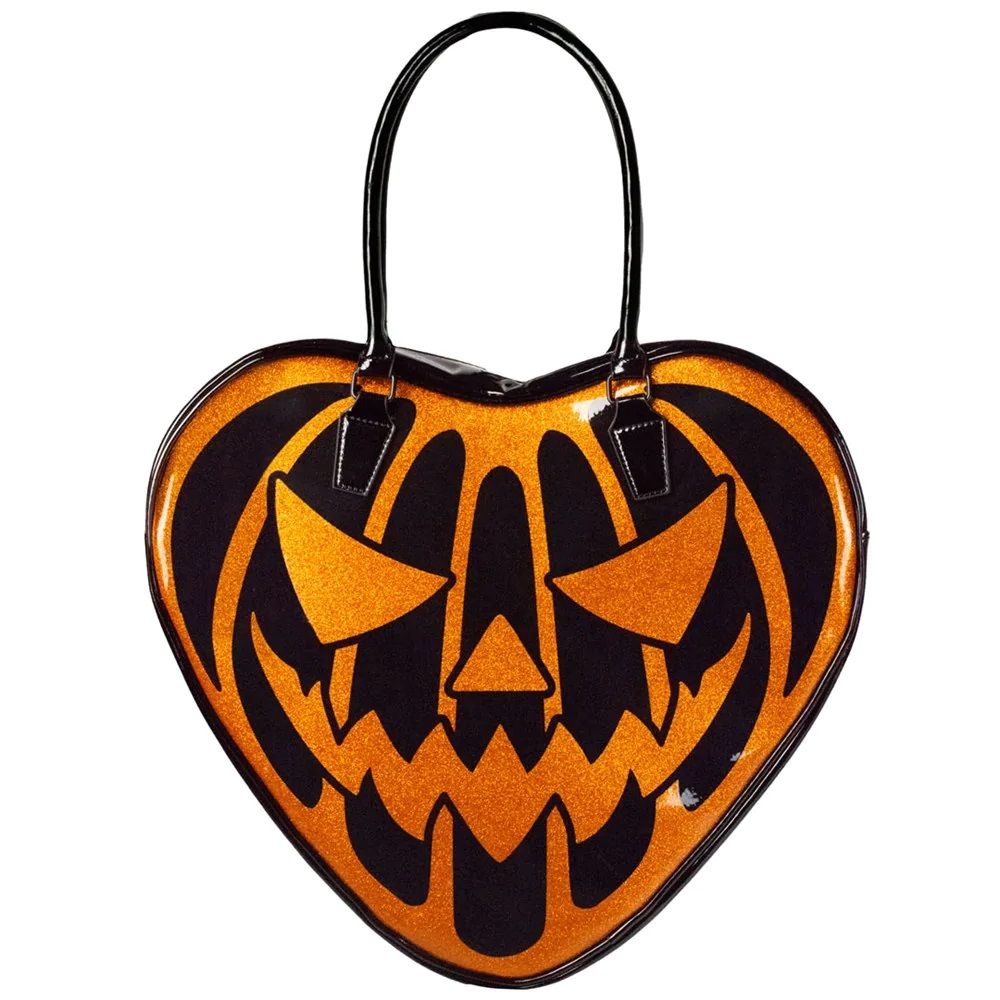 Kreepsville 666 Pumpkin Glitter Heart Bag
