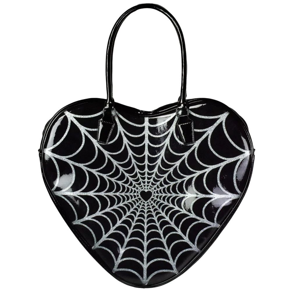Kreepsville 666 Spiderweb Sparkle Heart Bag