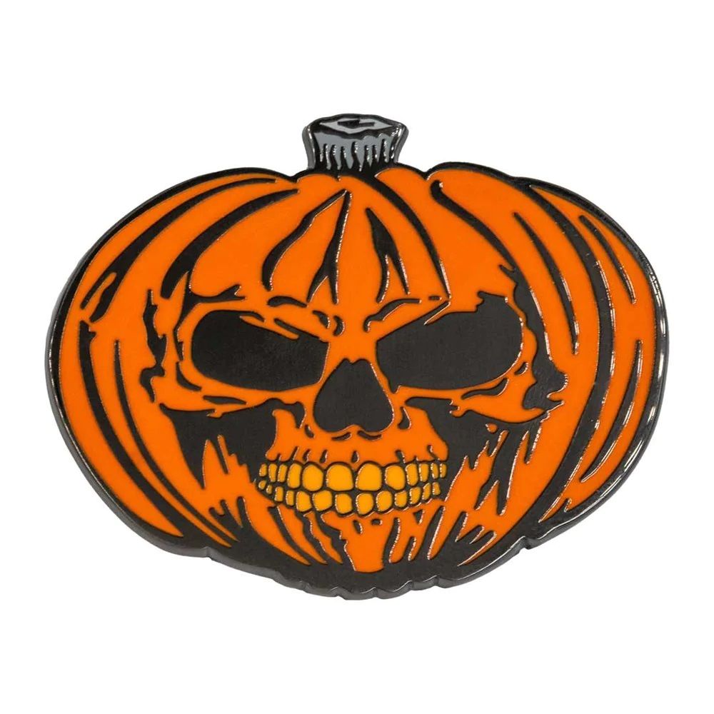Pumpkin Skull Orange Badge