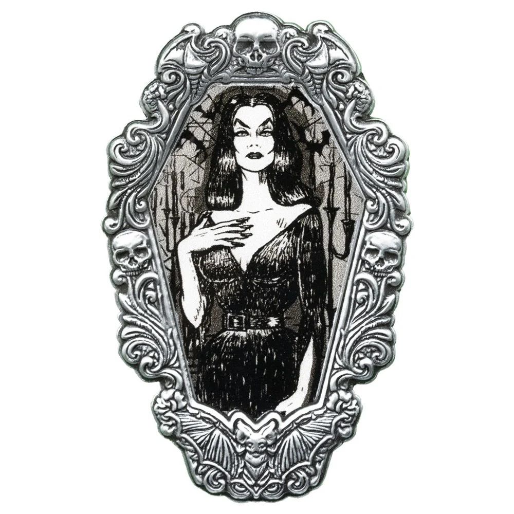 Vampira Gorey Gothic Frame Badge