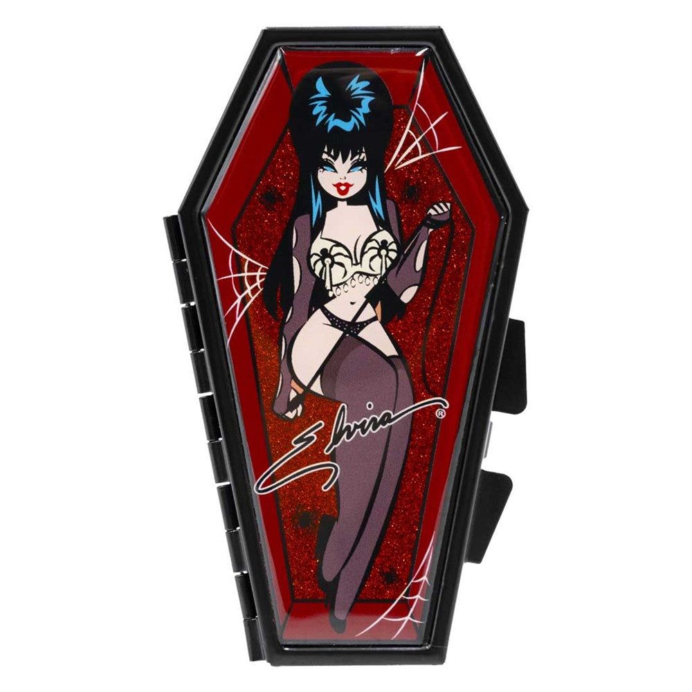 Elvira Spider Red Glitter Coffin Compact Mirror