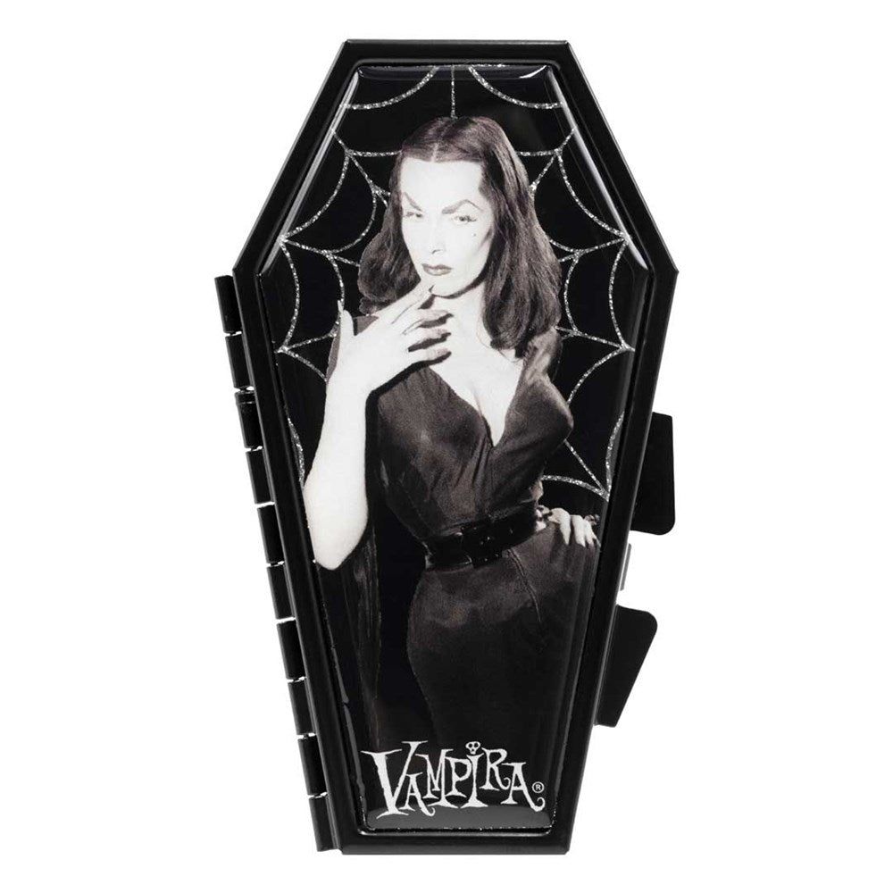 Vampira Cobweb Glitter Coffin Compact Mirror