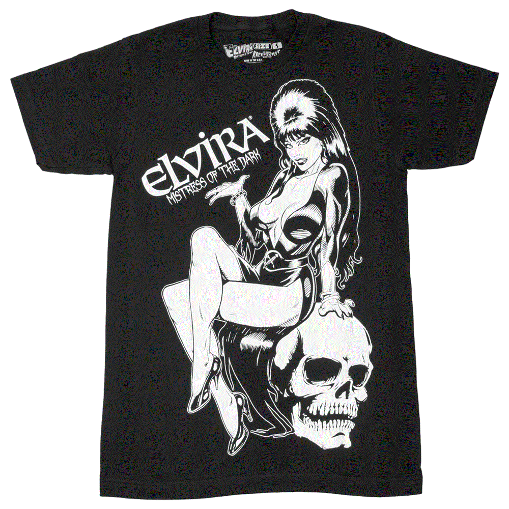 Elvira Comic Skull Glow In The Dark Tshirt