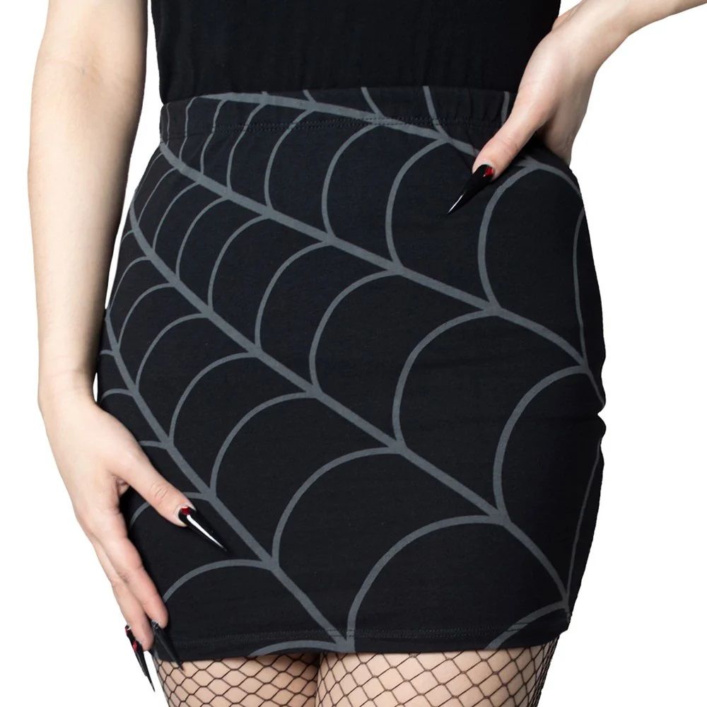 Kreepsville 666 Spider Web Grey Mini Skirt