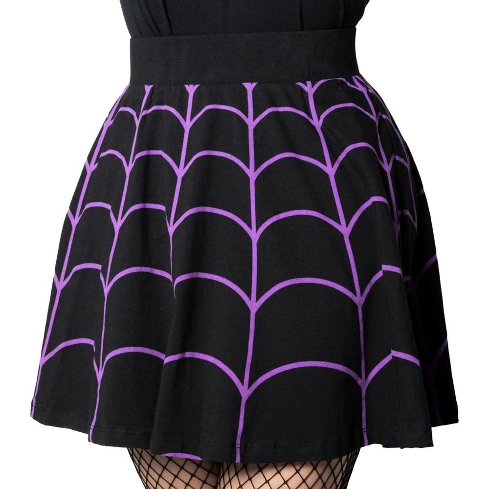 Kreepsville 666 Spider Web Purple Skater Skirt