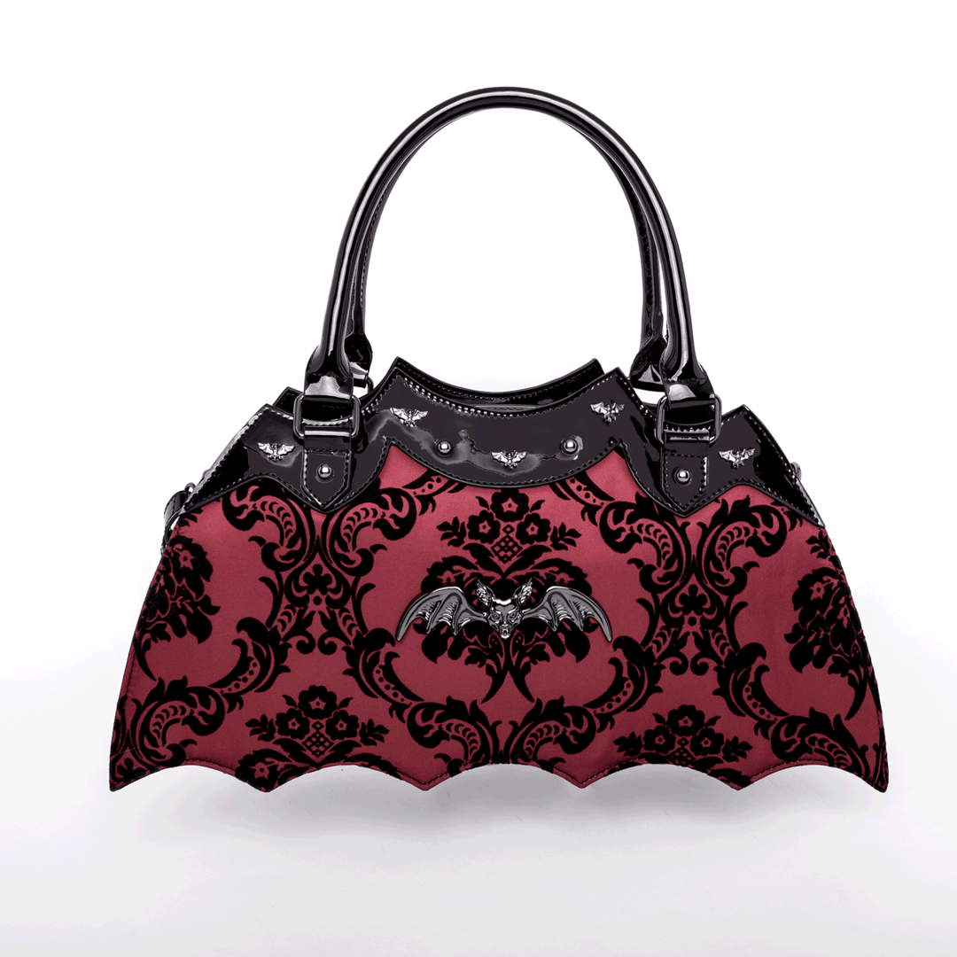 Bat Wing Red Damask Handbag