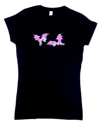 Rock N Roll Suicide Pair Of Purple Bats Lady Fit Tshirt SMALL