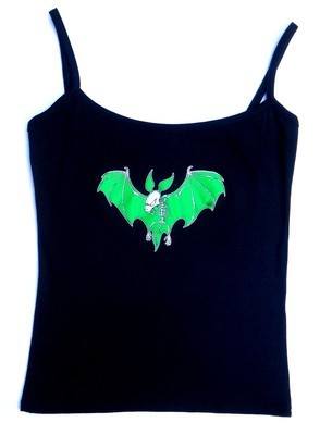 Rock N Roll Suicide Green Devil Bat Strappy Top SMALL