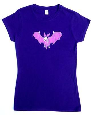 Rock N Roll Suicide Purple Bat Purple Lady Fit Tshirt SMALL