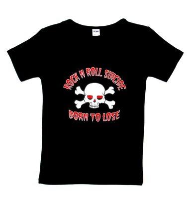 Rock N Roll Suicide Born To Lose Black Lady Fit Tshirt
