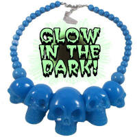 Kreepsville 666 Skull Collection Blue Glow In The Dark Necklace