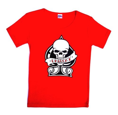 Rock N Roll Suicide Unlucky Ace Red Lady Fit Tshirt Small