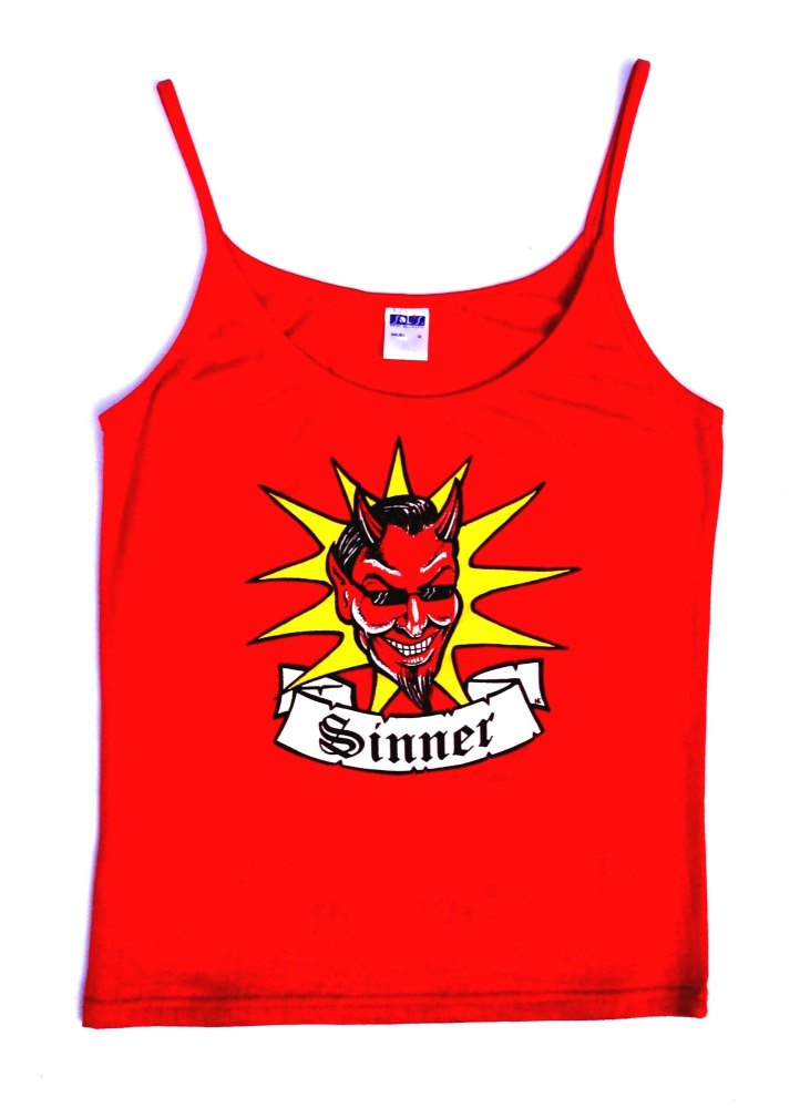 Rock N Roll Suicide Devil Sinner Red Strappy Top